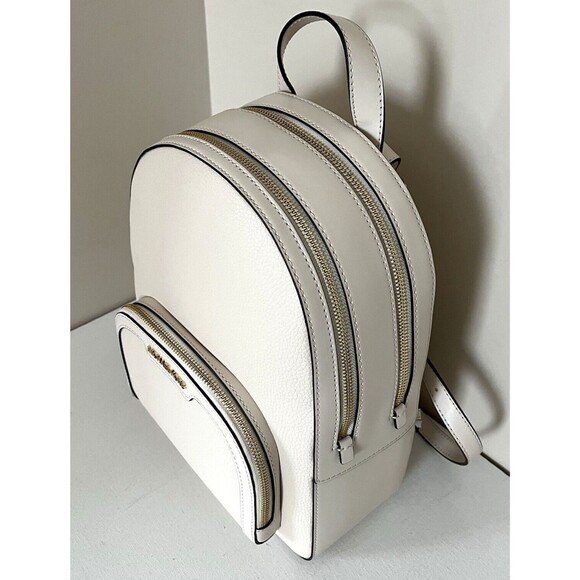 New Michael Kors Jaycee Medium Pebbled Leather Backpack Light Cream - Picture 4 of 6